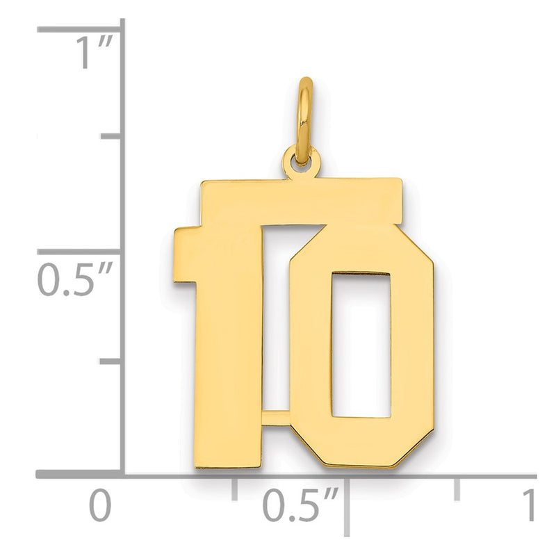14K Yellow Gold Medium Polished Number 10 Charm