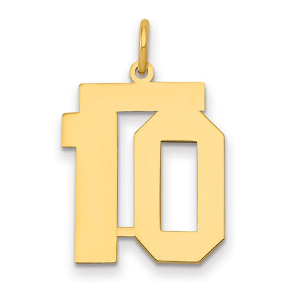 14K Yellow Gold Medium Polished Number 10 Charm
