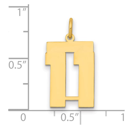 14K Yellow Gold Medium Polished Number 11 Charm