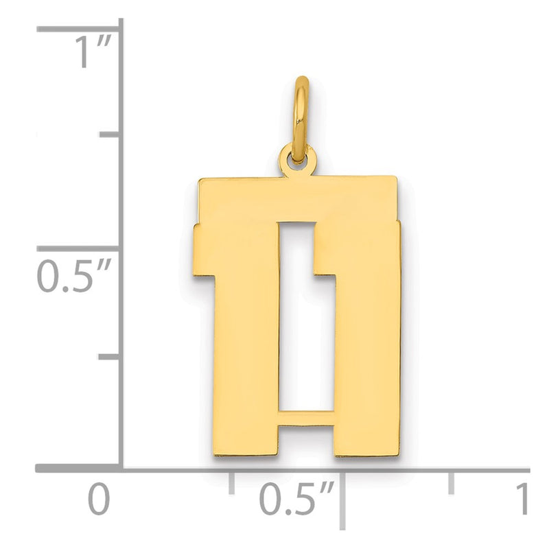 14K Yellow Gold Medium Polished Number 11 Charm