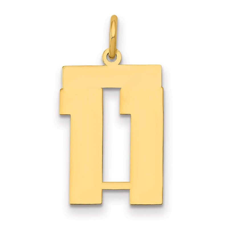 14K Yellow Gold Medium Polished Number 11 Charm