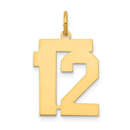 14K Yellow Gold Medium Polished Number 12 Charm