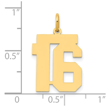 14k Yellow Gold 14k Medium Polished Number 16 Charm