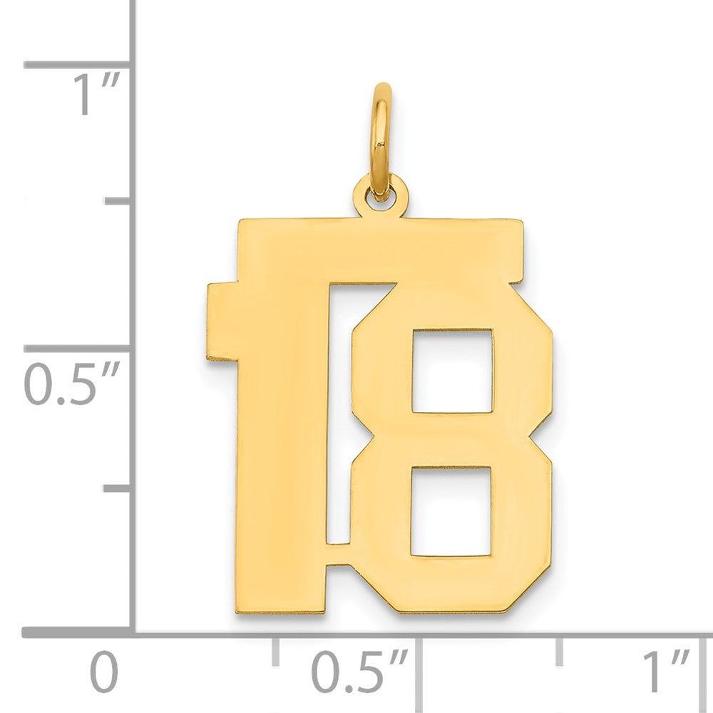 14K Yellow Gold Medium Polished Number 18 Charm