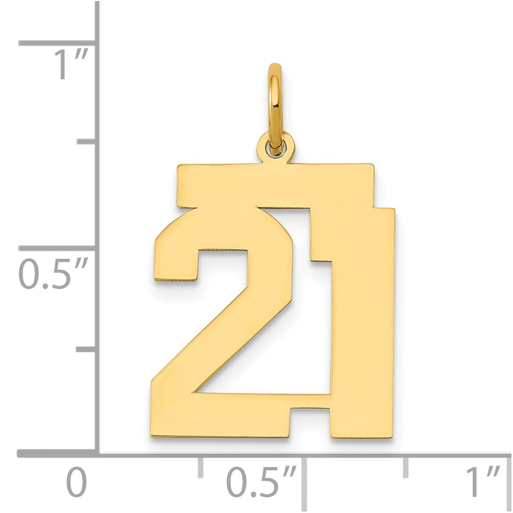 14k Yellow Gold 14k Medium Polished Number 21 Charm