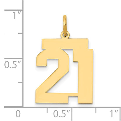 14k Yellow Gold 14k Medium Polished Number 21 Charm