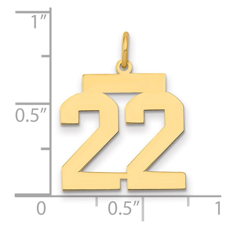 14k Yellow Gold 14k Medium Polished Number 22 Charm