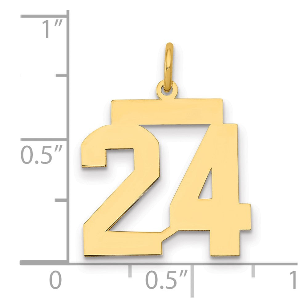 14K Yellow Gold Medium Polished Number 24 Charm
