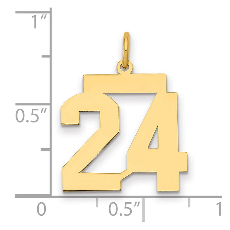 14K Yellow Gold Medium Polished Number 24 Charm