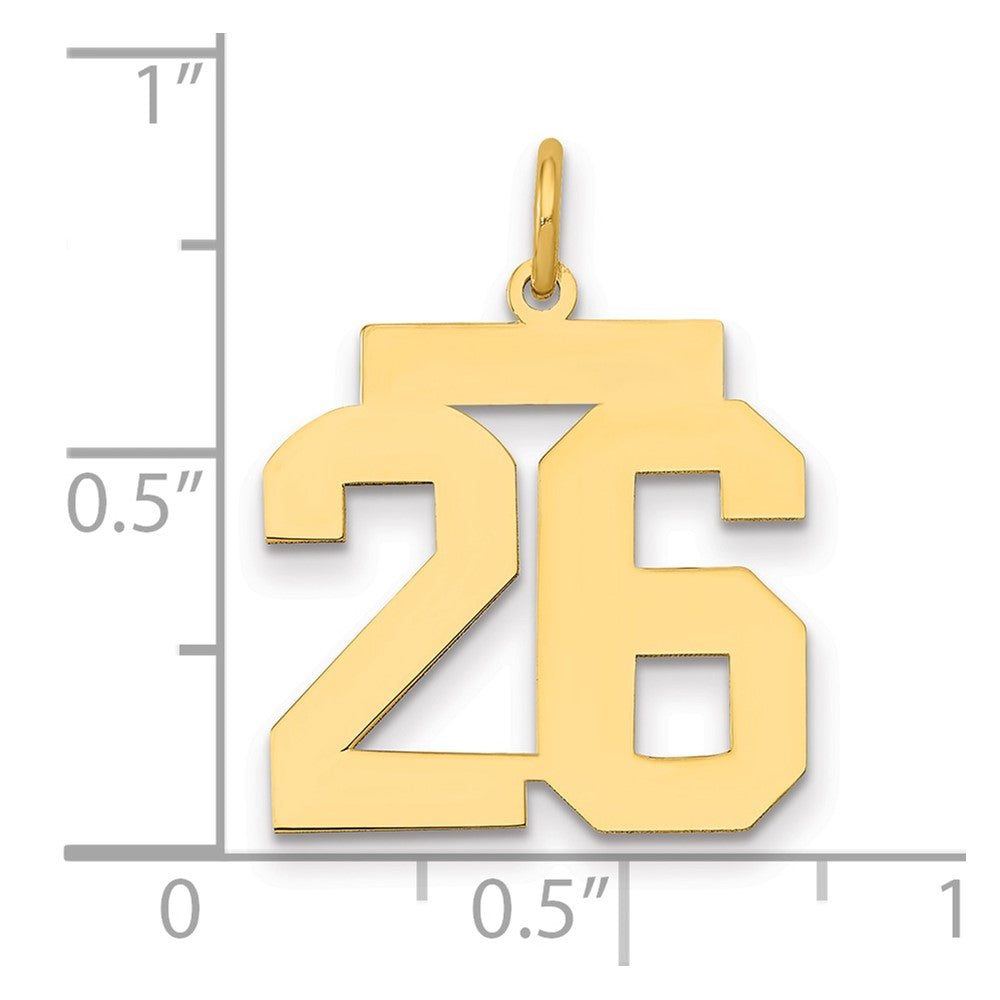 14K Yellow Gold Medium Polished Number 26 Charm