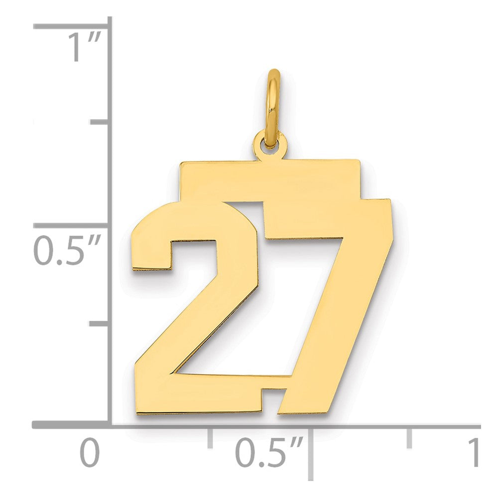14K Yellow Gold Medium Polished Number 27 Charm