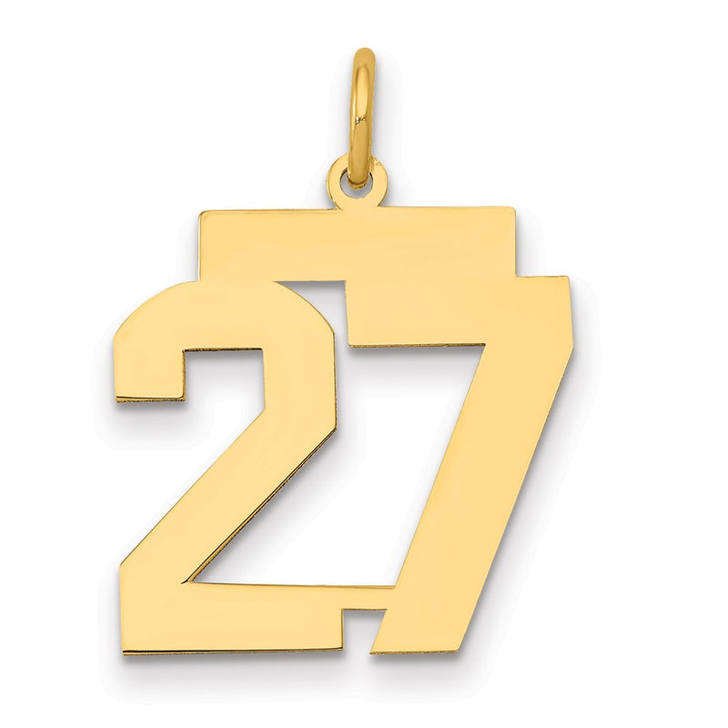 14K Yellow Gold Medium Polished Number 27 Charm