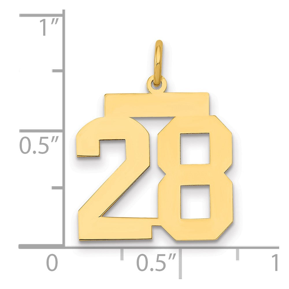 14K Yellow Gold Medium Polished Number 28 Charm