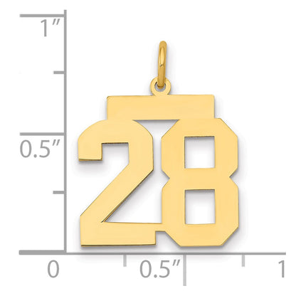 14K Yellow Gold Medium Polished Number 28 Charm