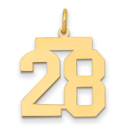 14K Yellow Gold Medium Polished Number 28 Charm