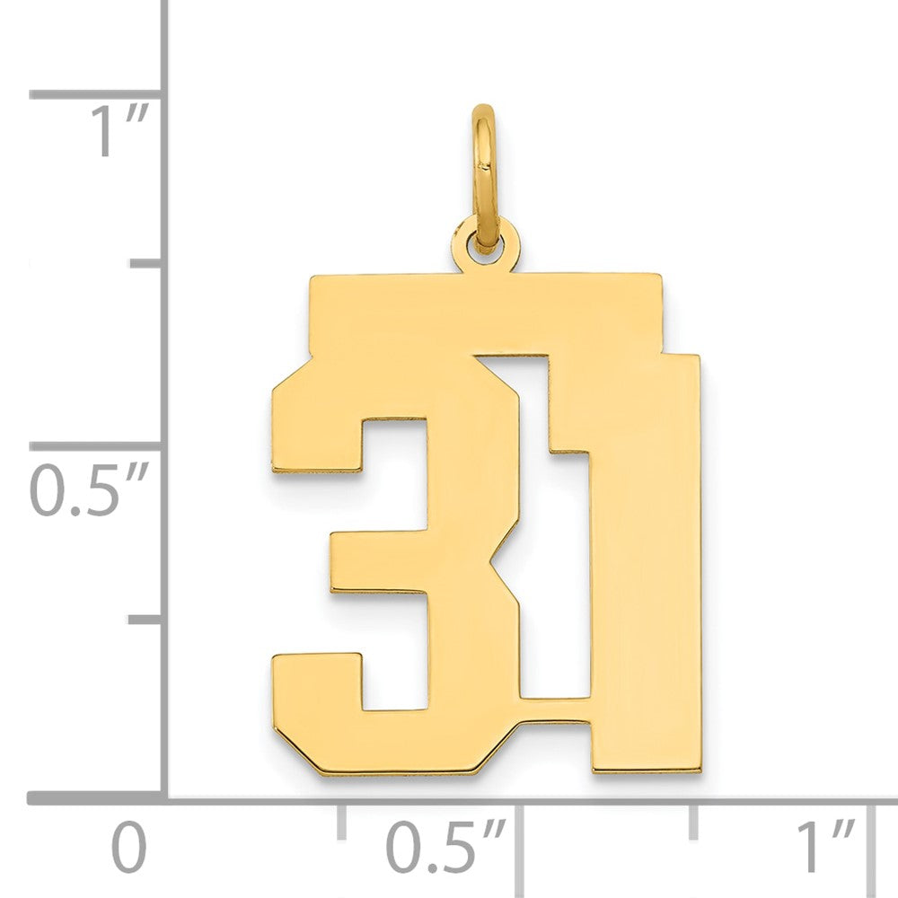 14K Yellow Gold Medium Polished Number 31 Charm