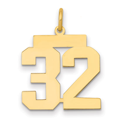 14K Yellow Gold Medium Polished Number 32 Charm