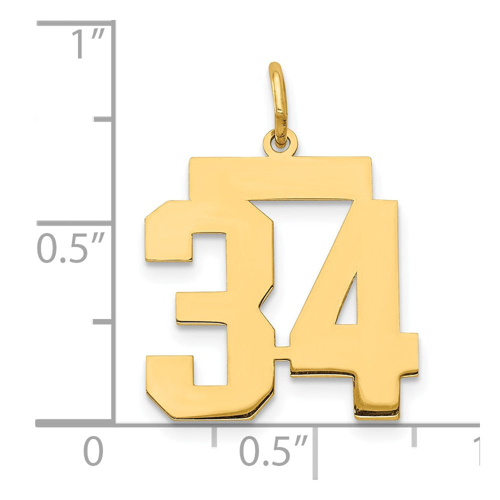 14k Yellow Gold 14k Medium Polished Number 34 Charm