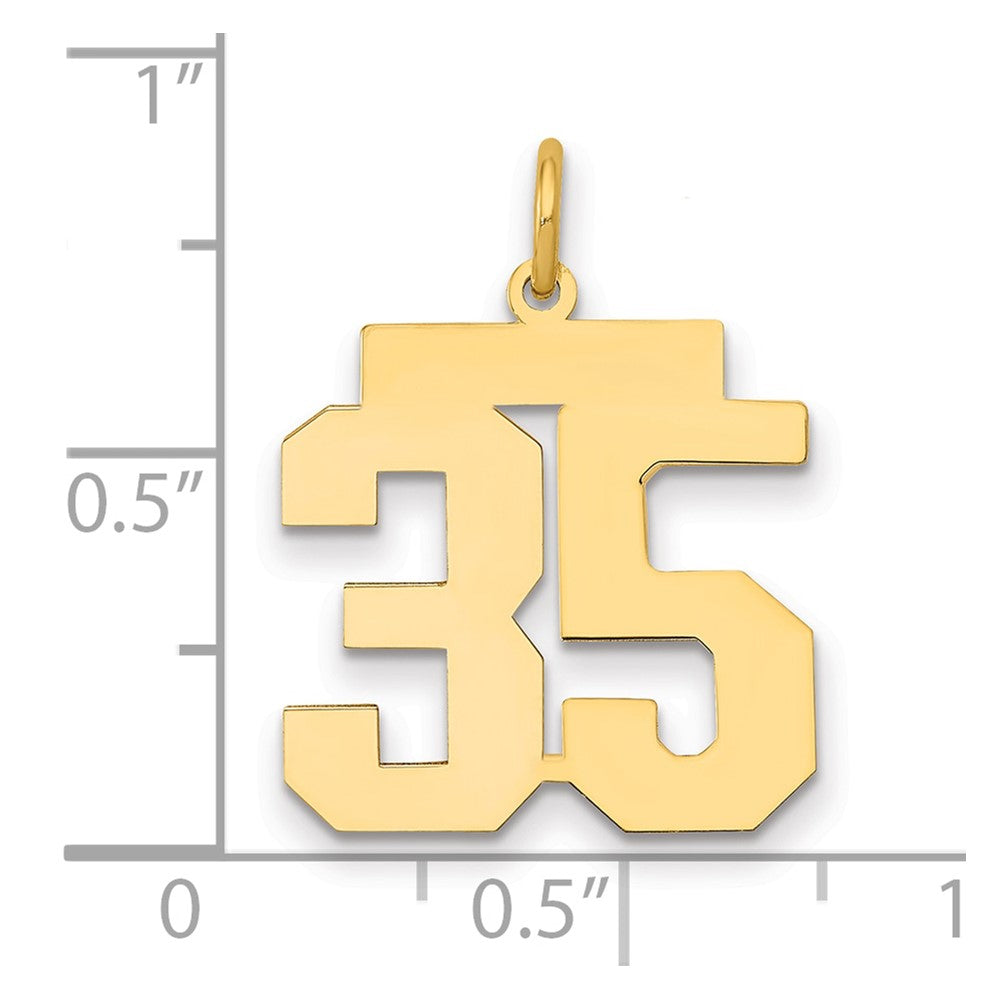 14K Yellow Gold Medium Polished Number 35 Charm