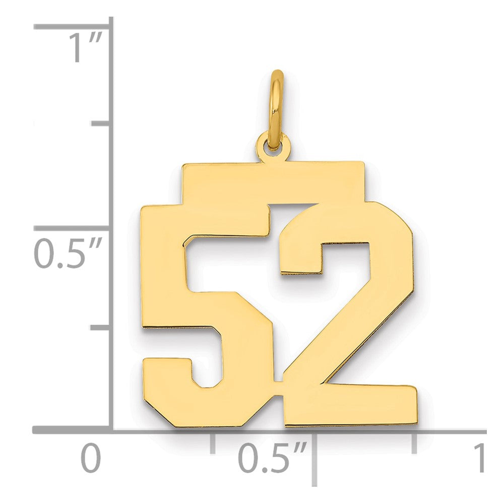 14K Yellow Gold Medium Polished Number 52 Charm
