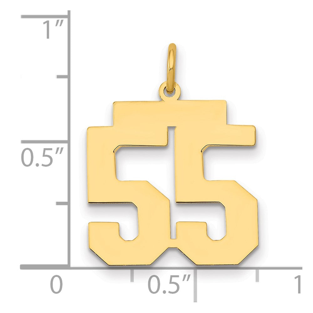 14K Yellow Gold Medium Polished Number 55 Charm