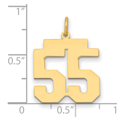 14K Yellow Gold Medium Polished Number 55 Charm