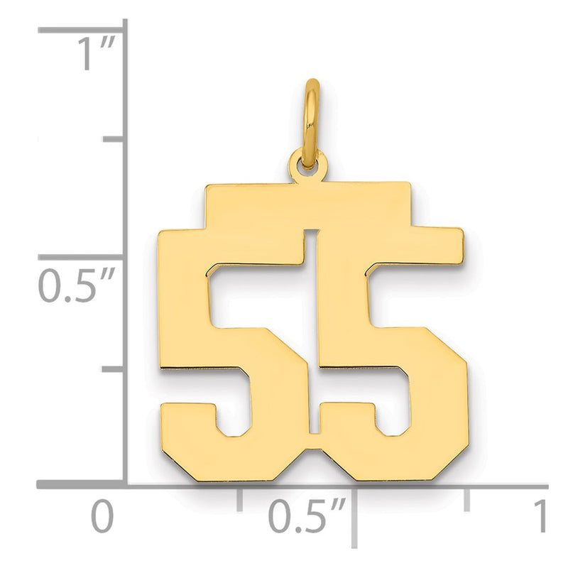 14K Yellow Gold Medium Polished Number 55 Charm