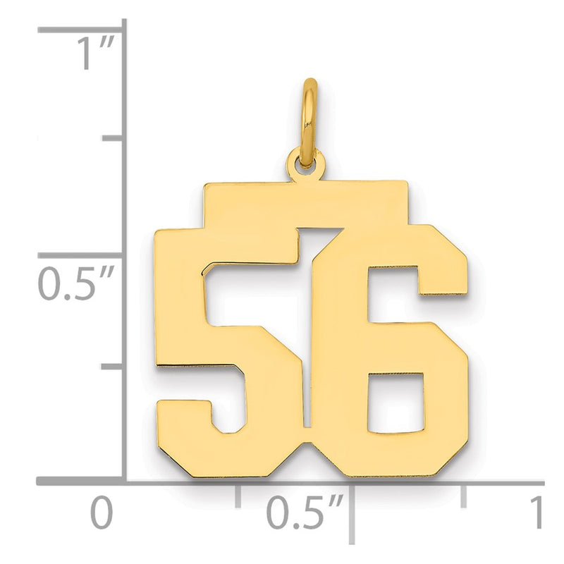 14K Yellow Gold Medium Polished Number 56 Charm
