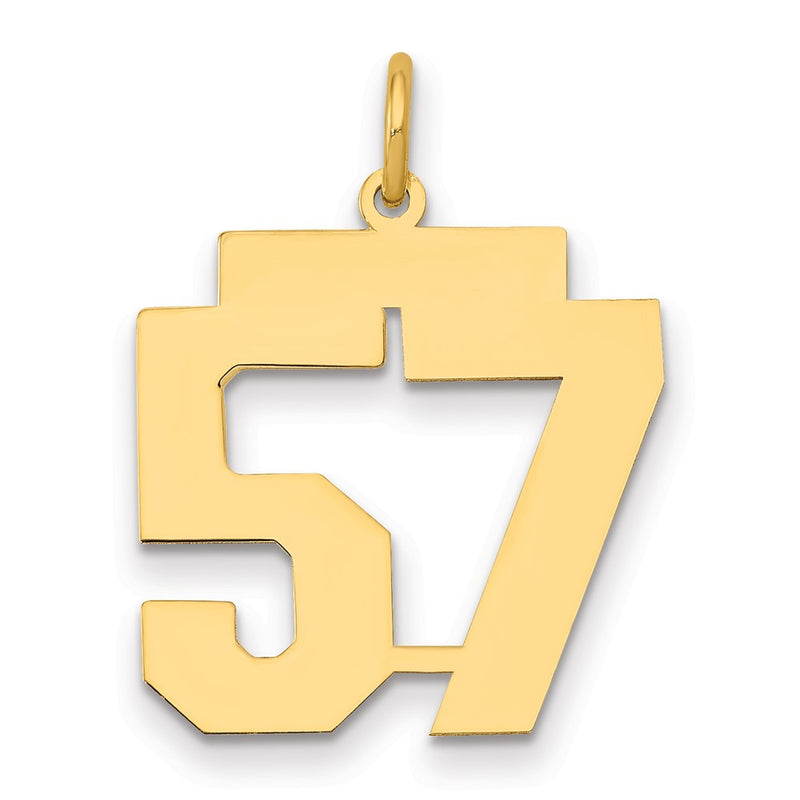 14K Yellow Gold Medium Polished Number 57 Charm