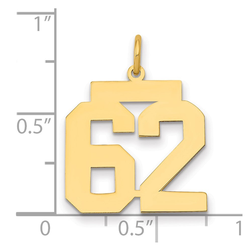 14K Yellow Gold Medium Polished Number 62 Charm