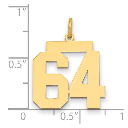 14K Yellow Gold Medium Polished Number 64 Charm