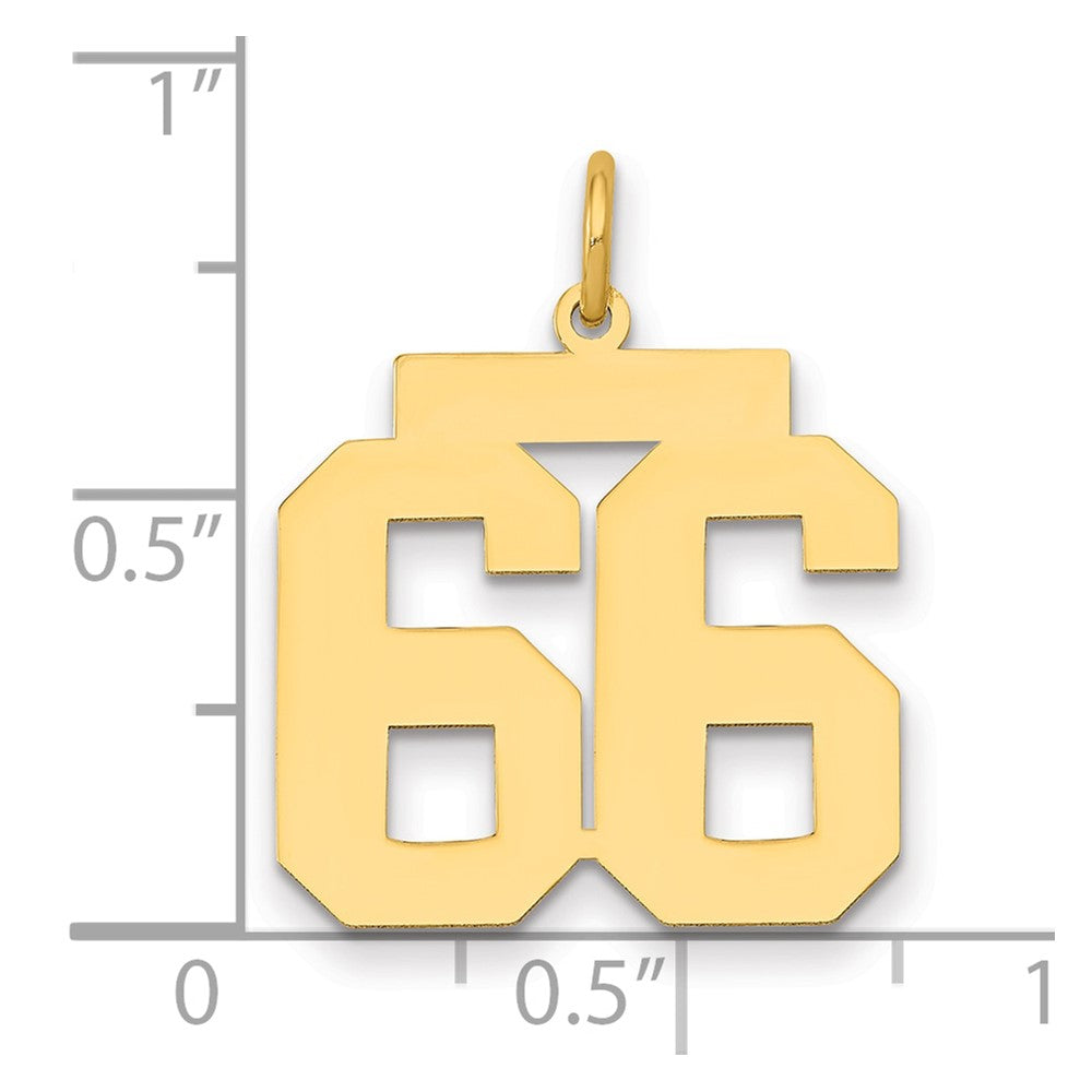 14K Yellow Gold Medium Polished Number 66 Charm