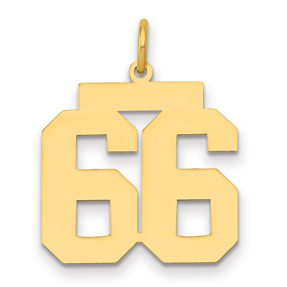 14K Yellow Gold Medium Polished Number 66 Charm