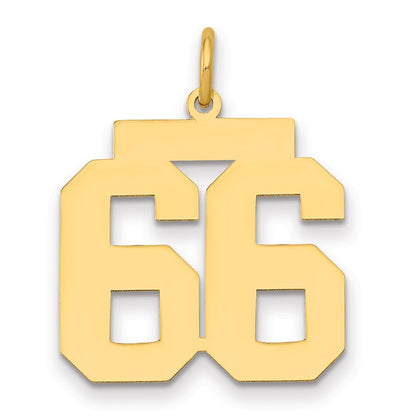 14K Yellow Gold Medium Polished Number 66 Charm