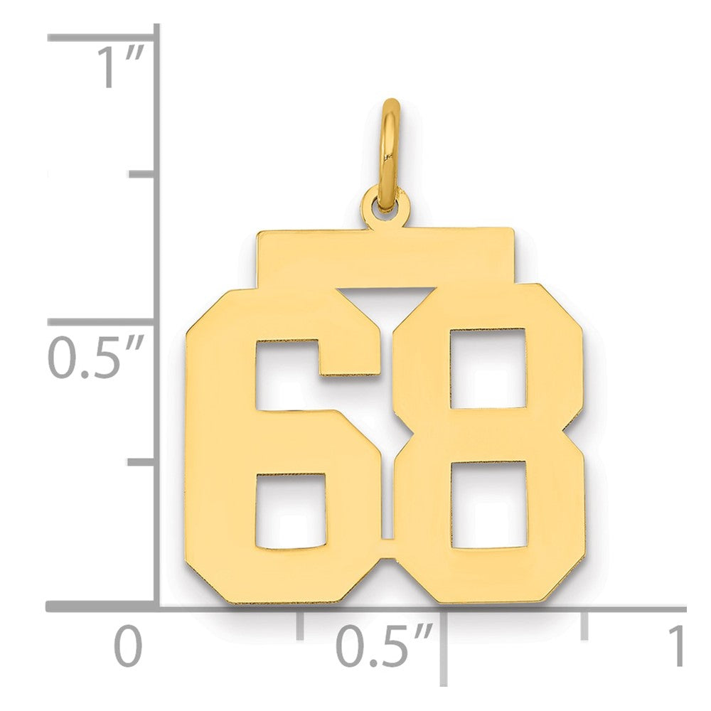 14K Yellow Gold Medium Polished Number 68 Charm