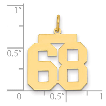 14K Yellow Gold Medium Polished Number 68 Charm