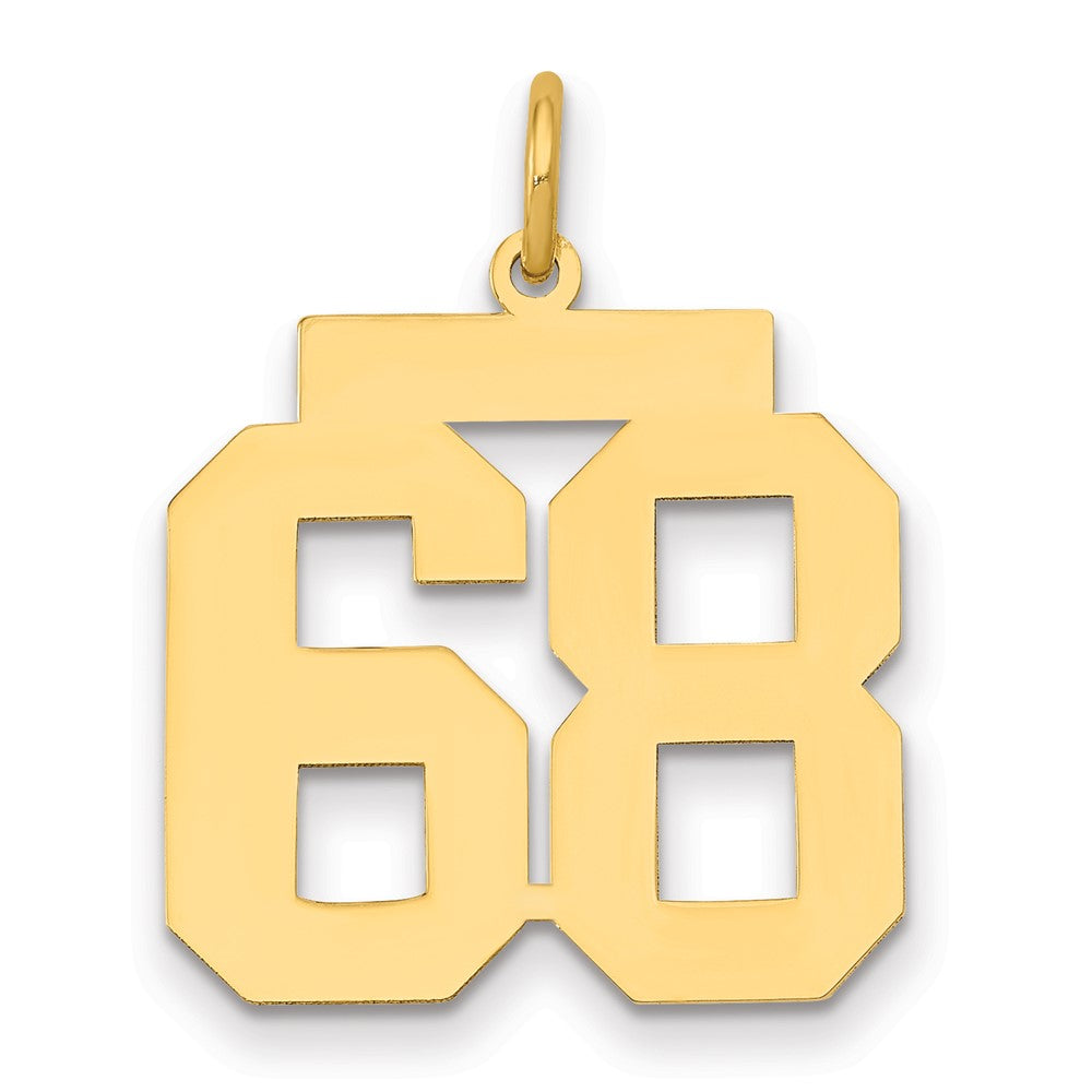 14K Yellow Gold Medium Polished Number 68 Charm