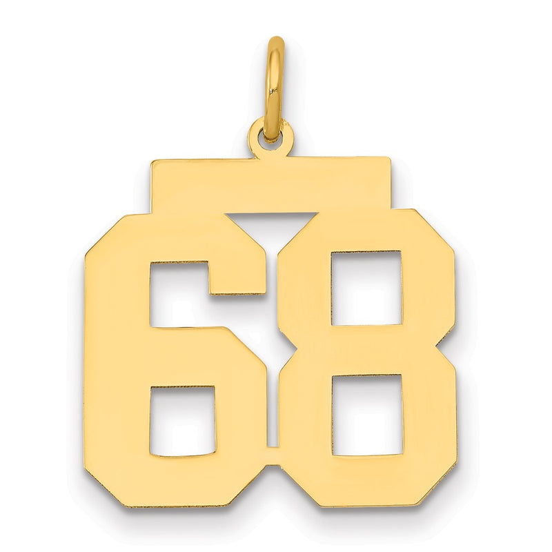 14K Yellow Gold Medium Polished Number 68 Charm