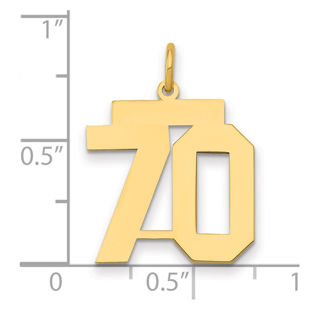 14K Yellow Gold Medium Polished Number 70 Charm