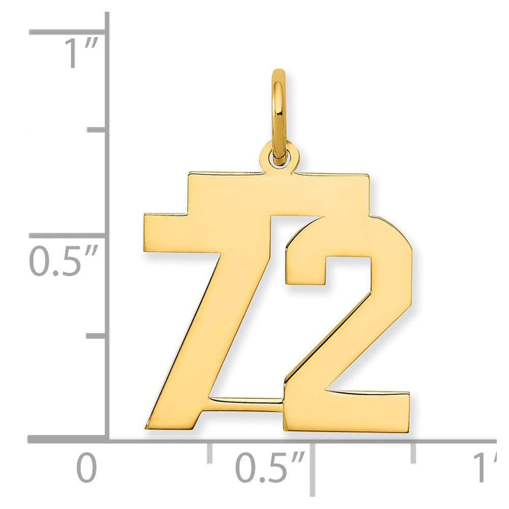 14K Yellow Gold Medium Polished Number 72 Charm