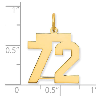 14K Yellow Gold Medium Polished Number 72 Charm