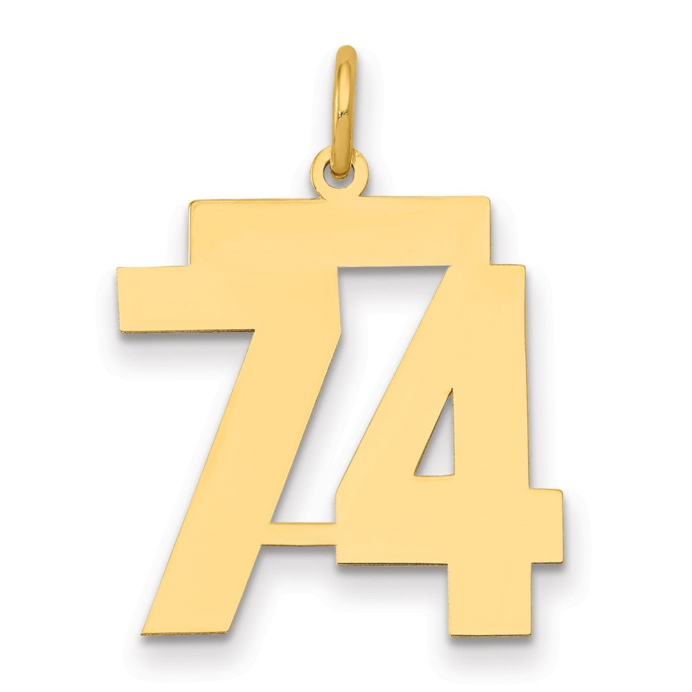 14K Yellow Gold Medium Polished Number 74 Charm