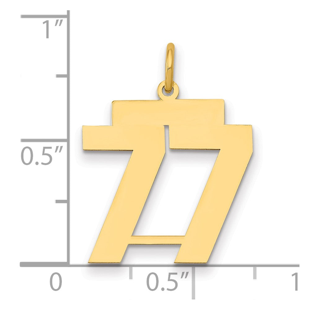 14K Yellow Gold Medium Polished Number 77 Charm