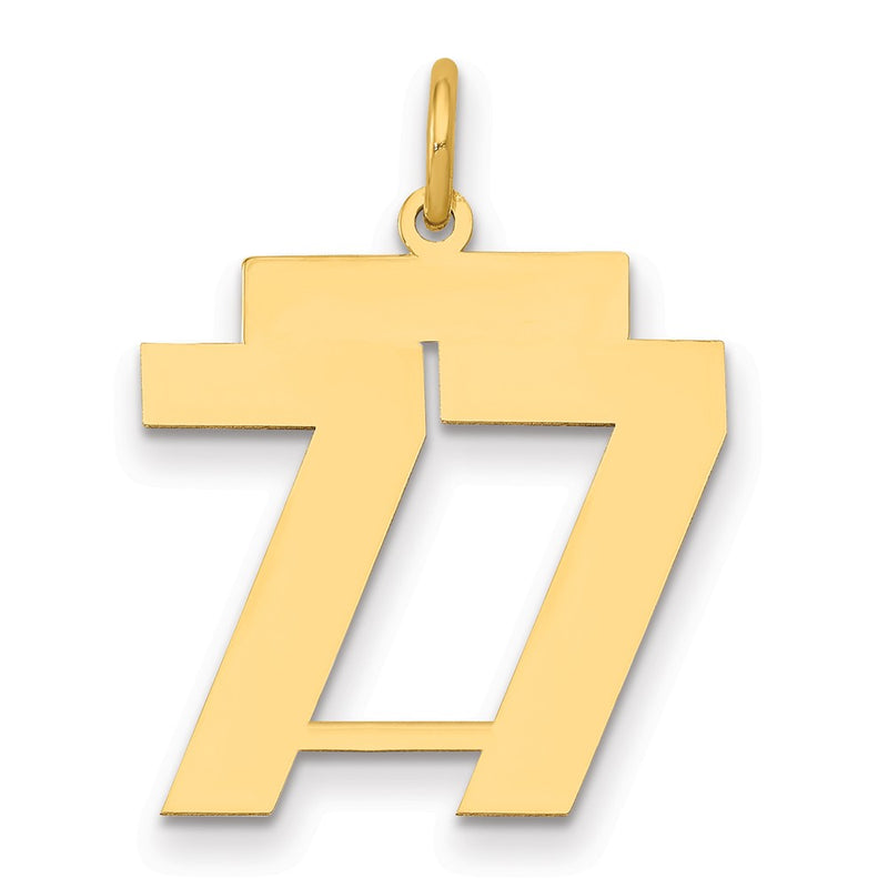 14K Yellow Gold Medium Polished Number 77 Charm