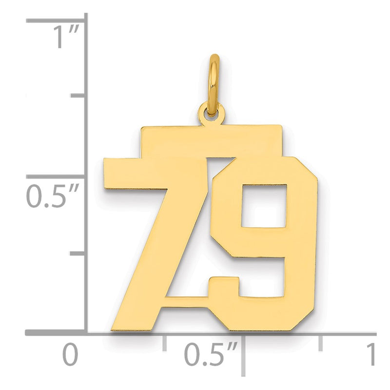 14K Yellow Gold Medium Polished Number 79 Charm