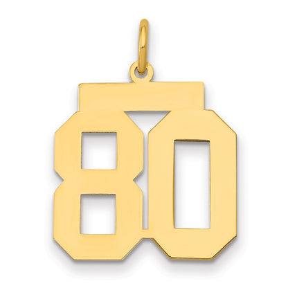 14K Yellow Gold Medium Polished Number 80 Charm