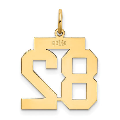 14K Yellow Gold Medium Polished Number 82 Charm