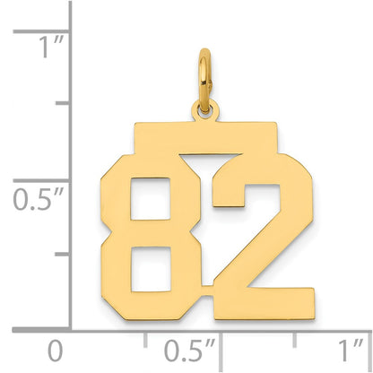 14K Yellow Gold Medium Polished Number 82 Charm