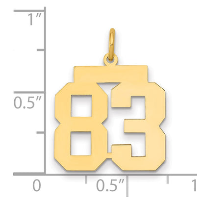 14K Yellow Gold Medium Polished Number 83 Charm