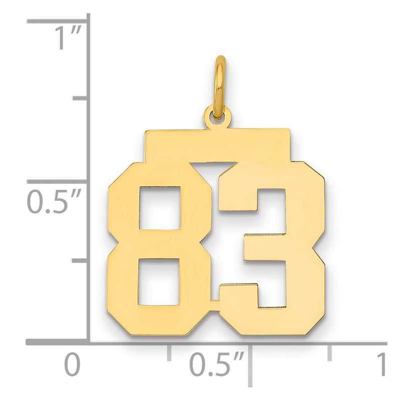 14K Yellow Gold Medium Polished Number 83 Charm